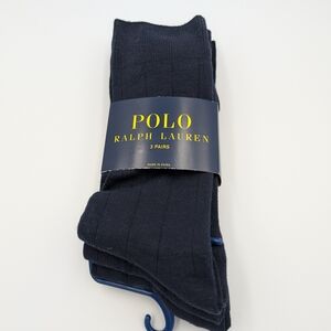 Polo by Ralph Lauren Men's Navy Socks - 3 Pairs 6-12 1/2 Shoe Size.